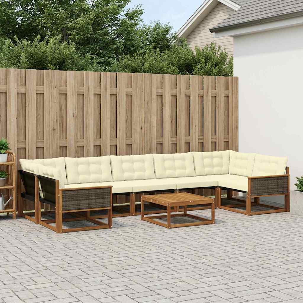 vidaXL Zestaw sof na zewnątrz z poduszką 8 pcs Naturalny i Kremowy