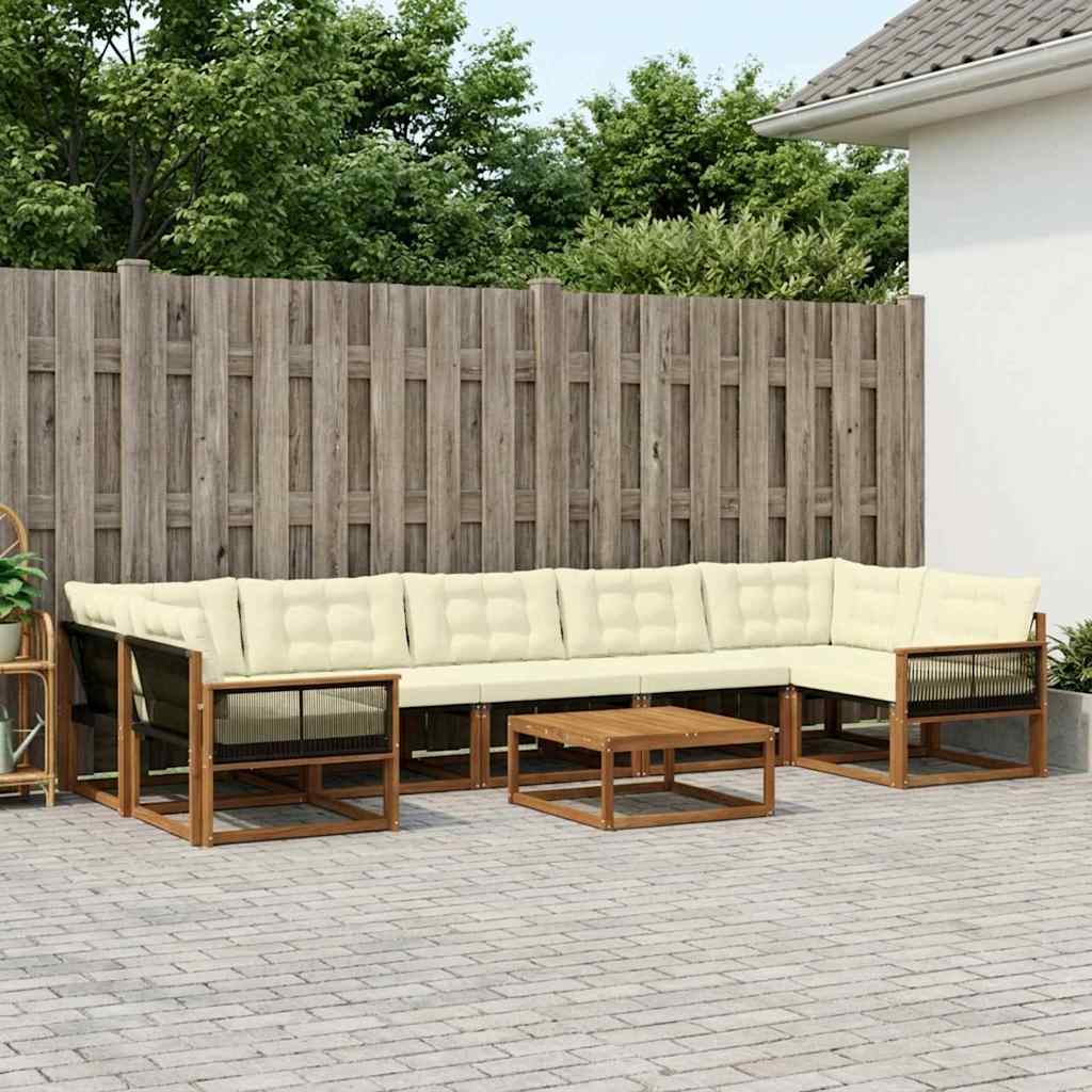 vidaXL Zestaw sof na zewnątrz z poduszką 8 pcs Naturalny i Kremowy