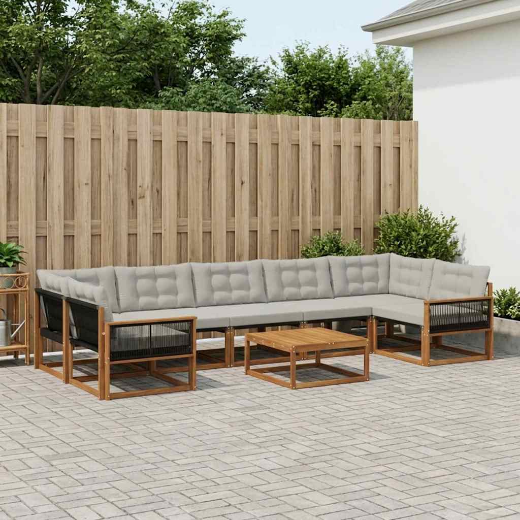 vidaXL Zestaw sof na zewnątrz z poduszką 8 pcs Naturalny i jasnoszary