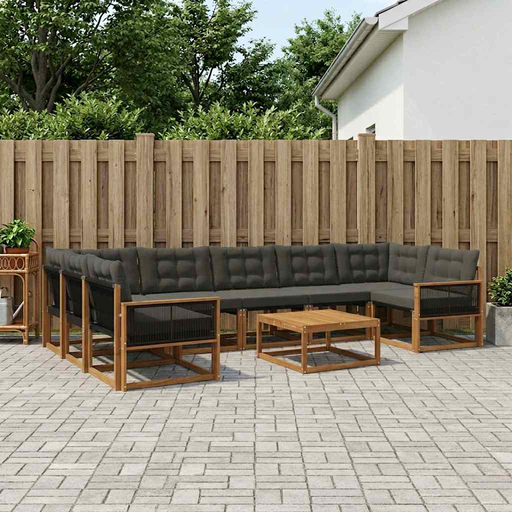 vidaXL Zestaw sof na zewnątrz z poduszką 8 pcs Naturalny i czarny