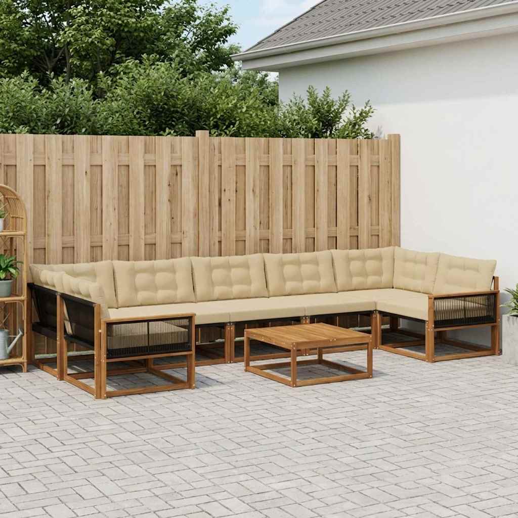 vidaXL Zestaw sof na zewnątrz z poduszką 8 pcs Naturalny i Beżowy