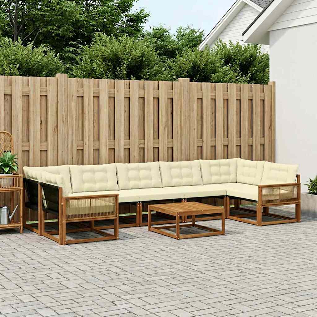 vidaXL Zestaw sof na zewnątrz z poduszką 8 pcs Naturalny i Kremowy