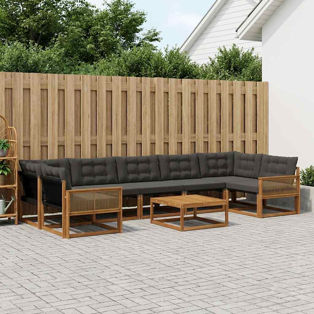 vidaXL Zestaw sof na zewnątrz z poduszką 8 pcs Naturalny i czarny