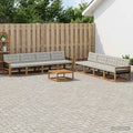 vidaXL Zestaw sof na zewnątrz z poduszką 9 pcs Naturalny i jasnoszary