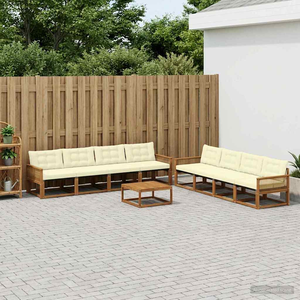 vidaXL Zestaw sof na zewnątrz z poduszką 9 pcs Naturalny i Kremowy
