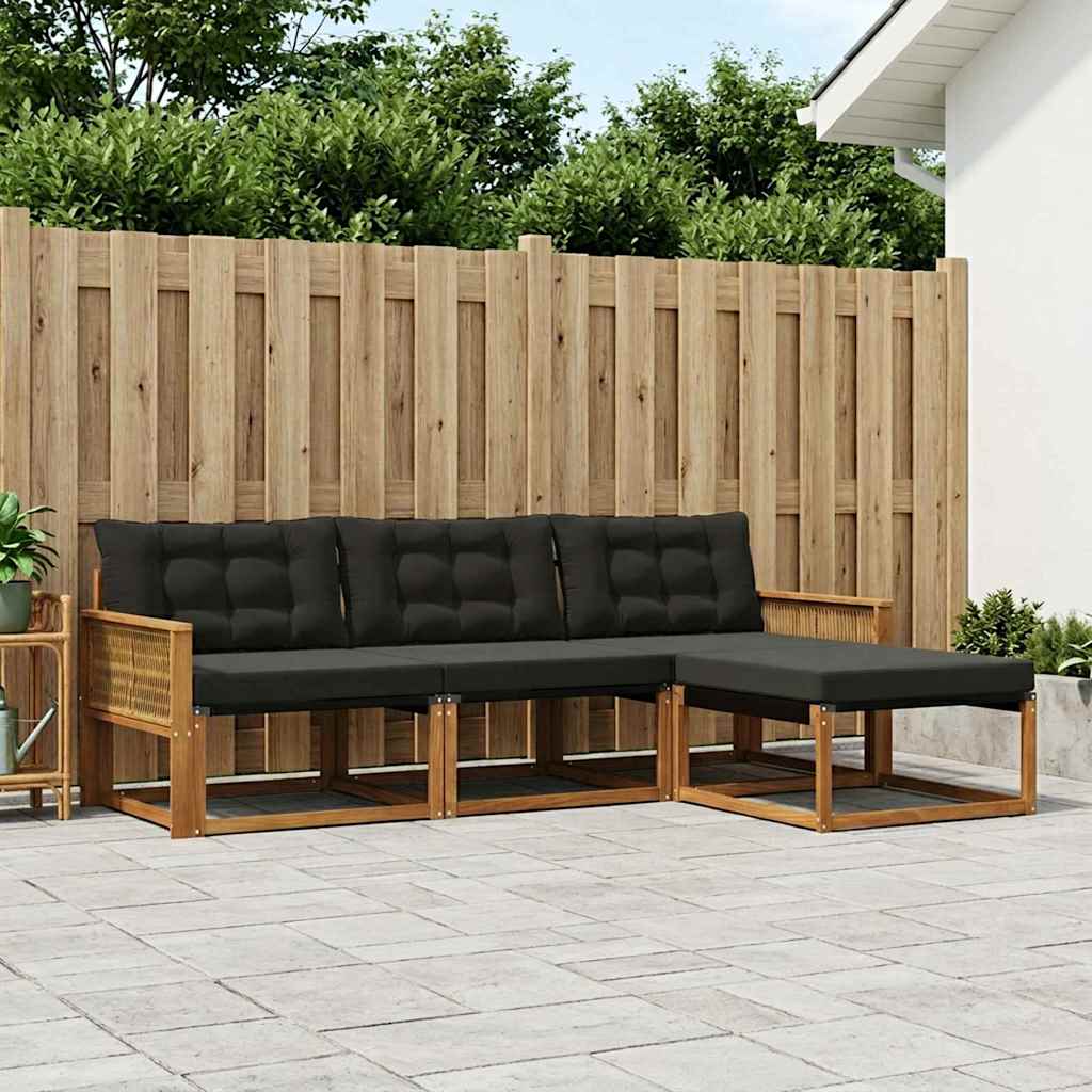 vidaXL Zestaw sof na zewnątrz z poduszką 4 pcs Naturalny i czarny