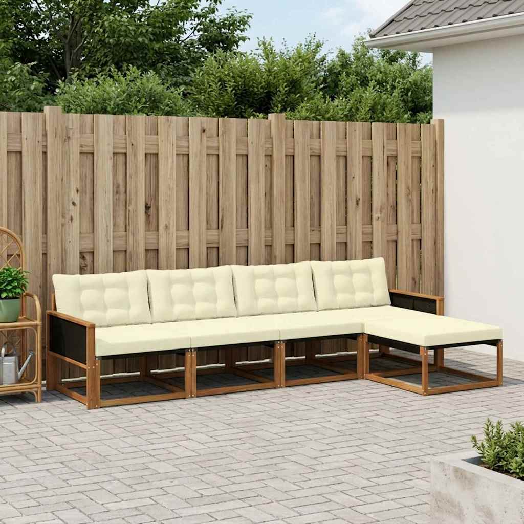 vidaXL Zestaw sof na zewnątrz z poduszką 5 pcs Naturalny i Kremowy