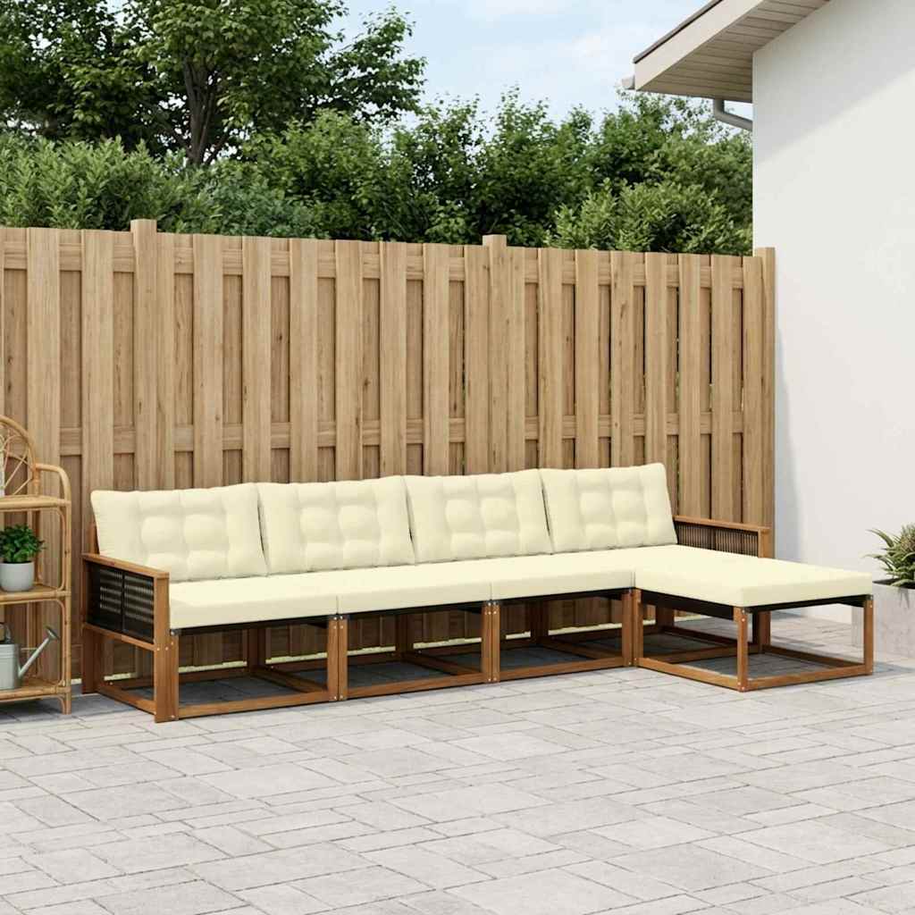 vidaXL Zestaw sof na zewnątrz z poduszką 5 pcs Naturalny i Kremowy