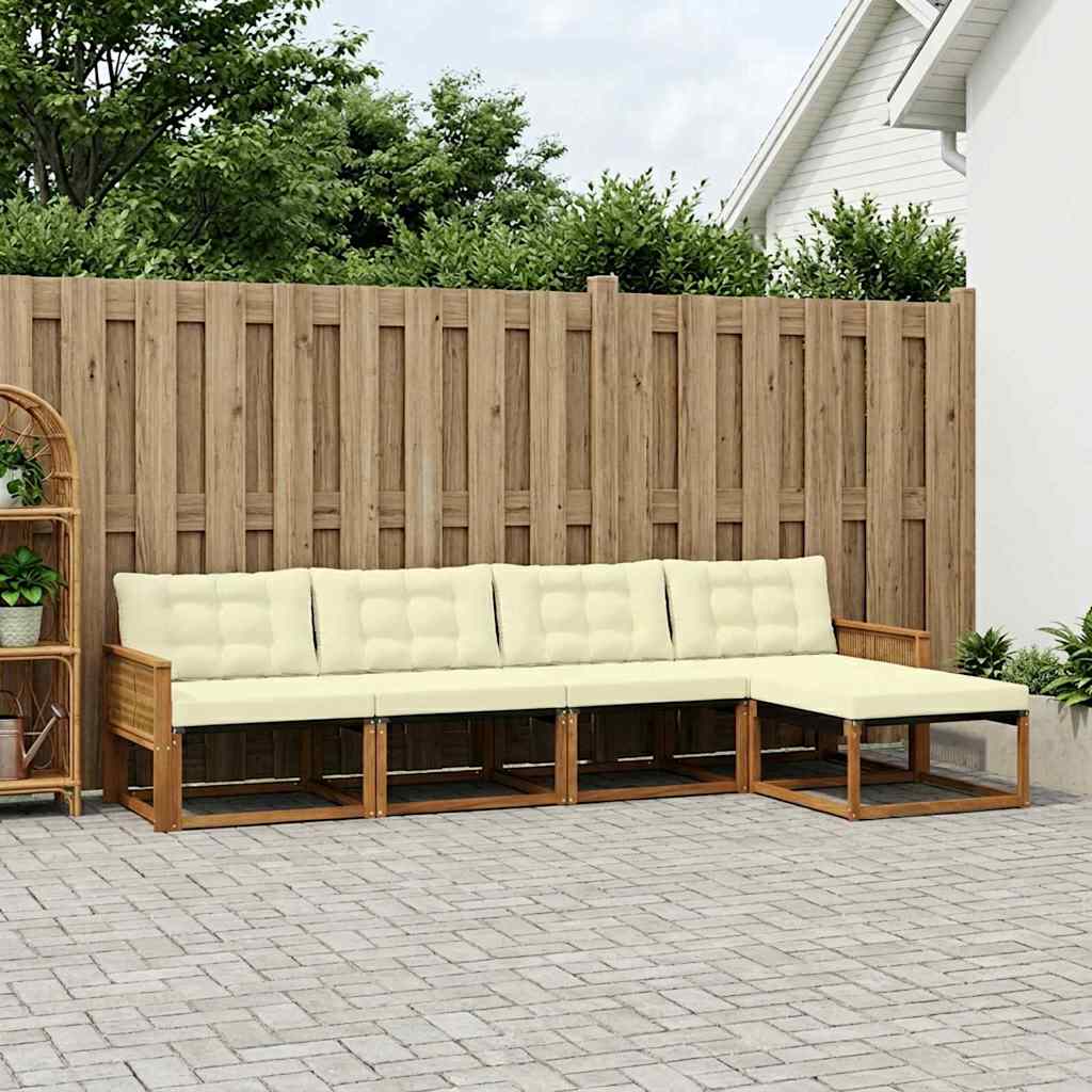 vidaXL Zestaw sof na zewnątrz z poduszką 5 pcs Naturalny i Kremowy