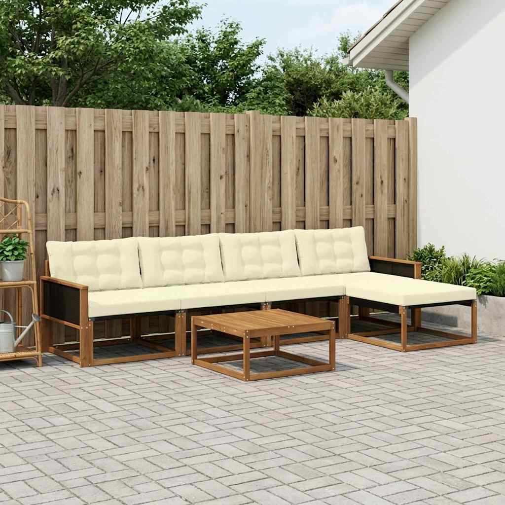 vidaXL Zestaw sof na zewnątrz z poduszką 6 pcs Naturalny i Kremowy
