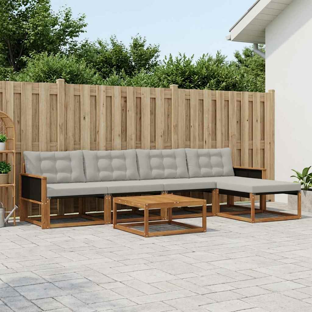 vidaXL Zestaw sof na zewnątrz z poduszką 6 pcs Naturalny i jasnoszary