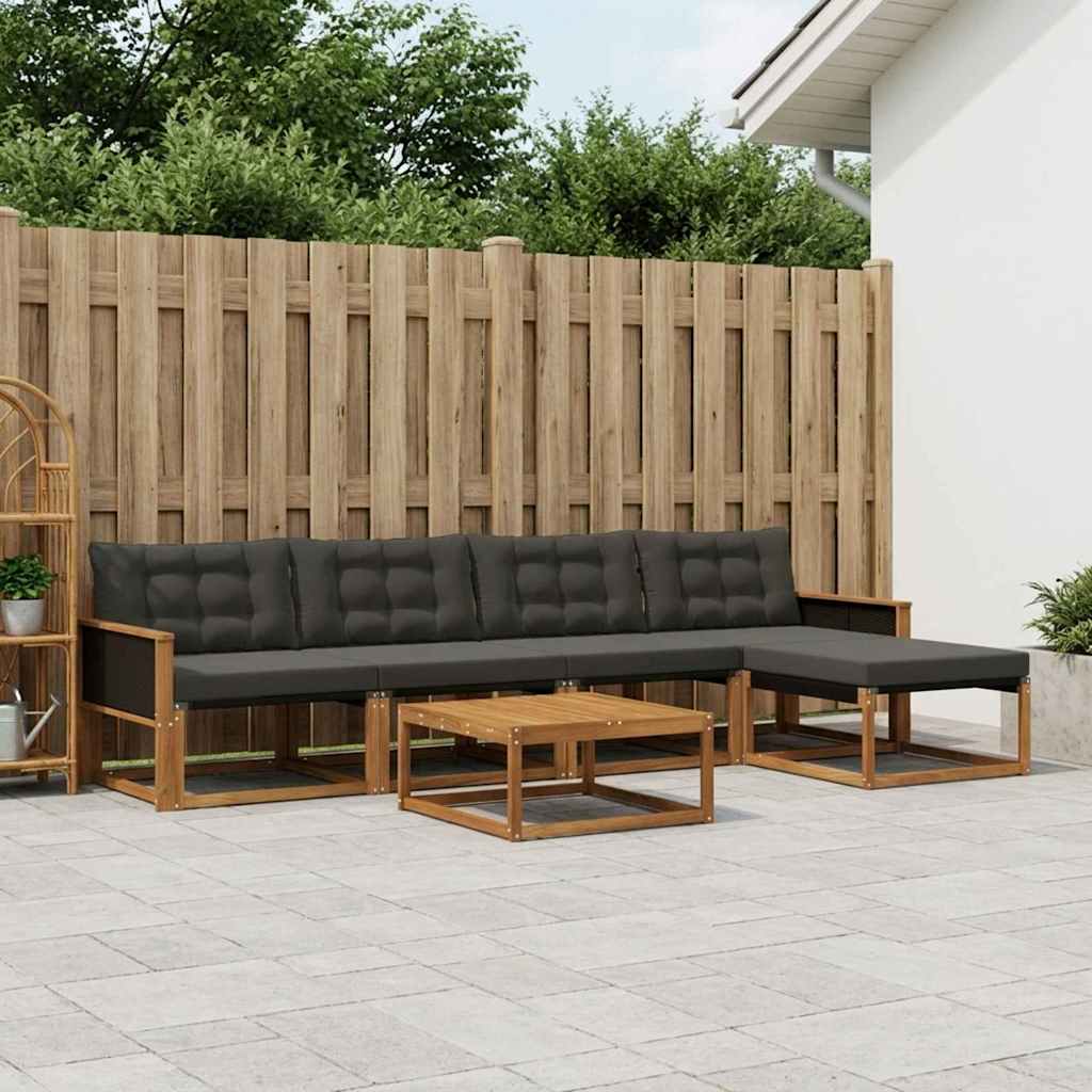 vidaXL Zestaw sof na zewnątrz z poduszką 6 pcs Naturalny i czarny