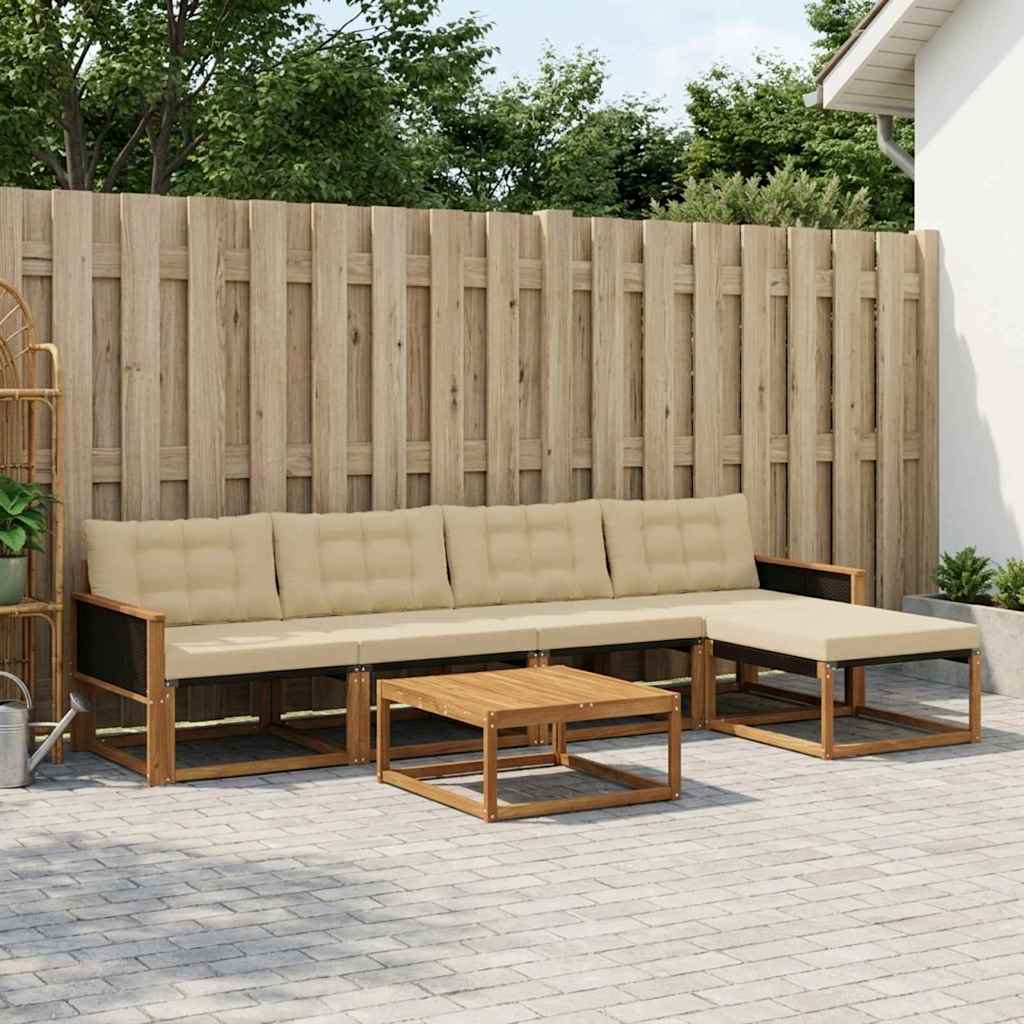 vidaXL Zestaw sof na zewnątrz z poduszką 6 pcs Naturalny i Beżowy