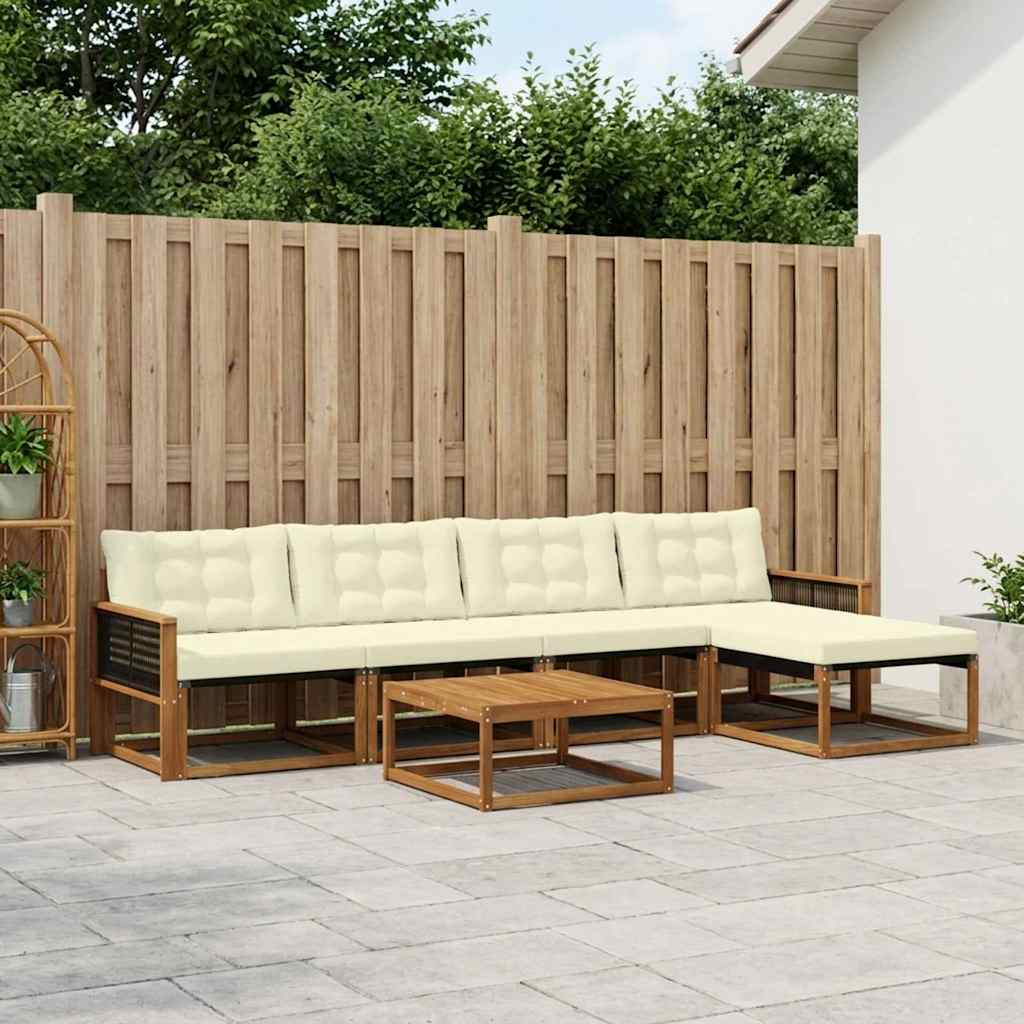 vidaXL Zestaw sof na zewnątrz z poduszką 6 pcs Naturalny i Kremowy
