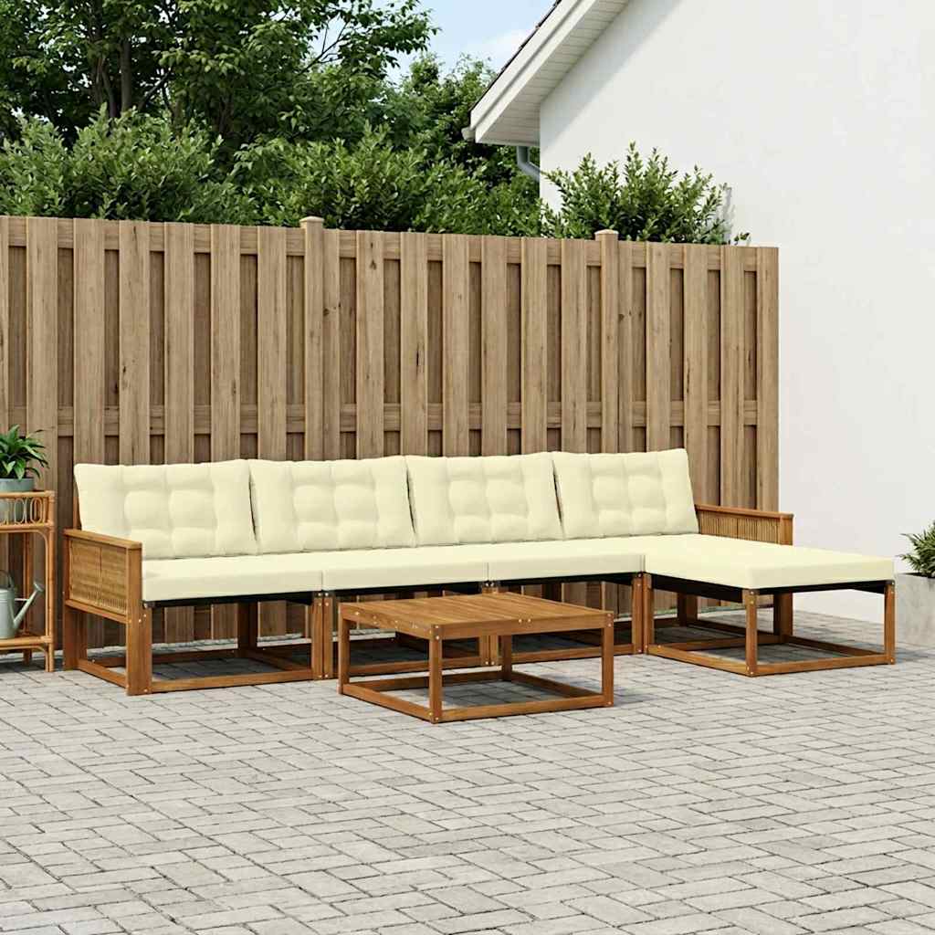 vidaXL Zestaw sof na zewnątrz z poduszką 6 pcs Naturalny i Kremowy