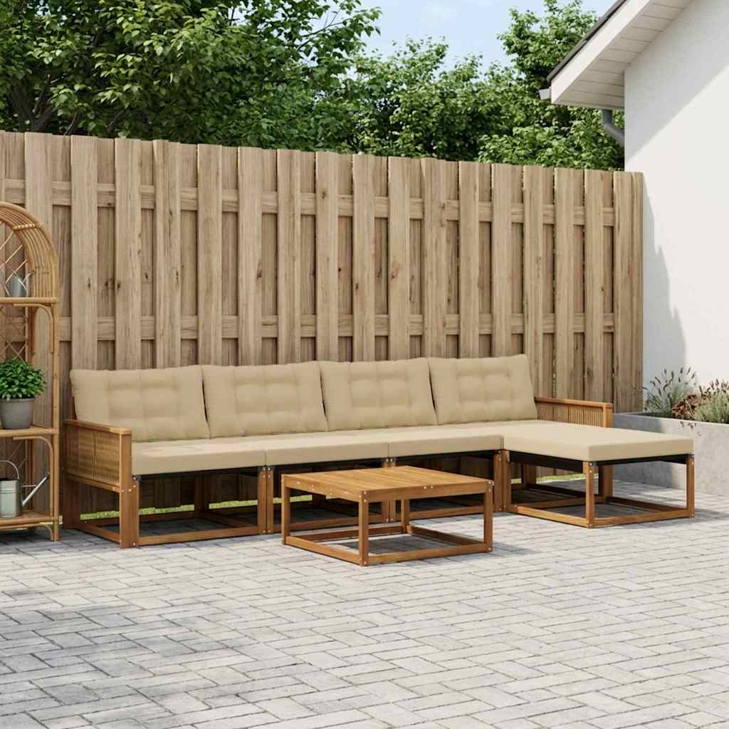 vidaXL Zestaw sof na zewnątrz z poduszką 6 pcs Naturalny i Beżowy