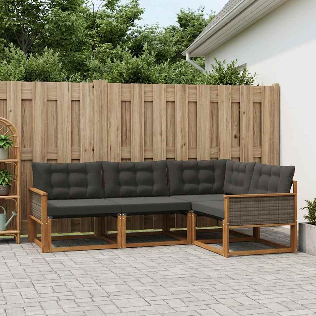 vidaXL Zestaw sof na zewnątrz z poduszką 4 pcs Naturalny i czarny