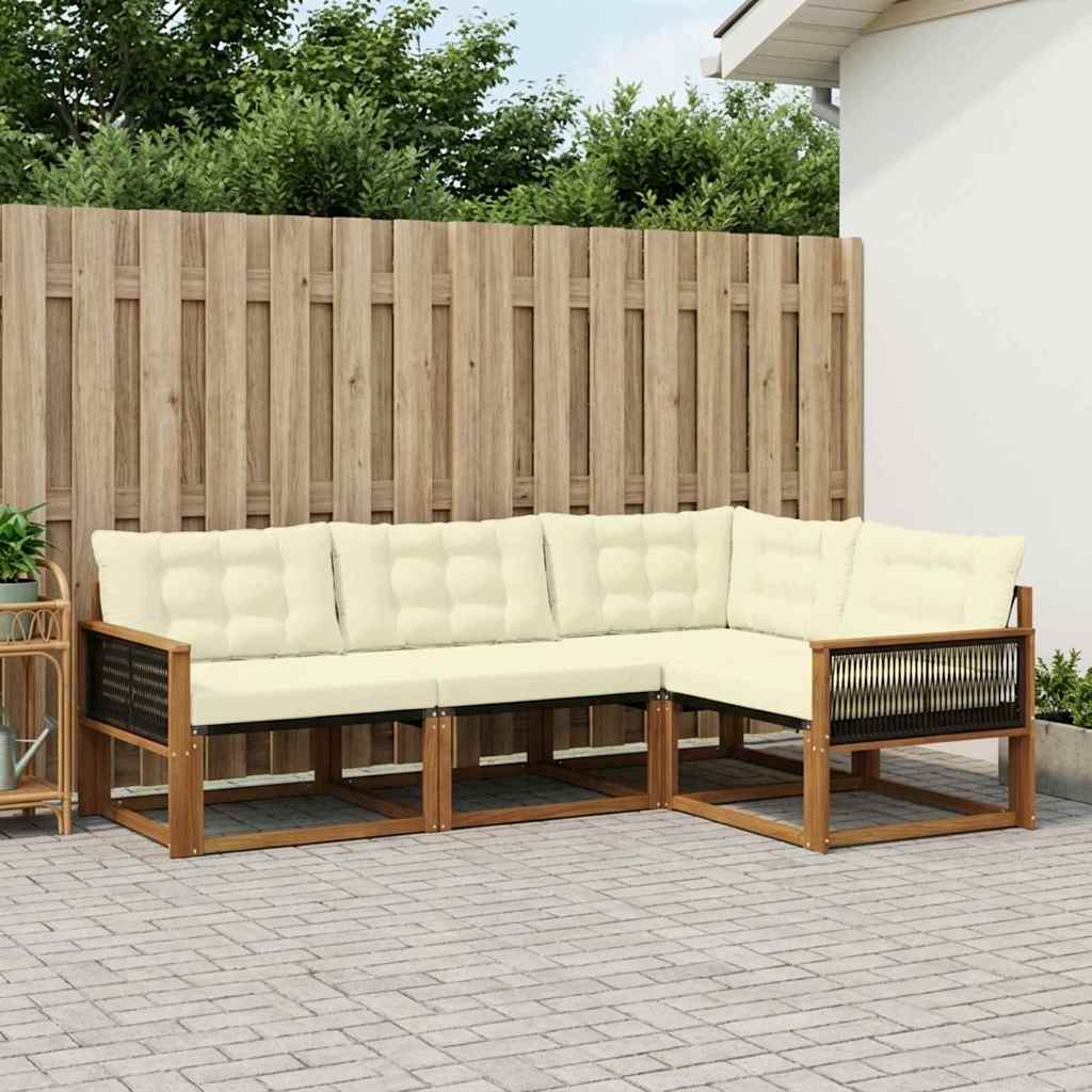 vidaXL Zestaw sof na zewnątrz z poduszką 4 pcs Naturalny i Kremowy