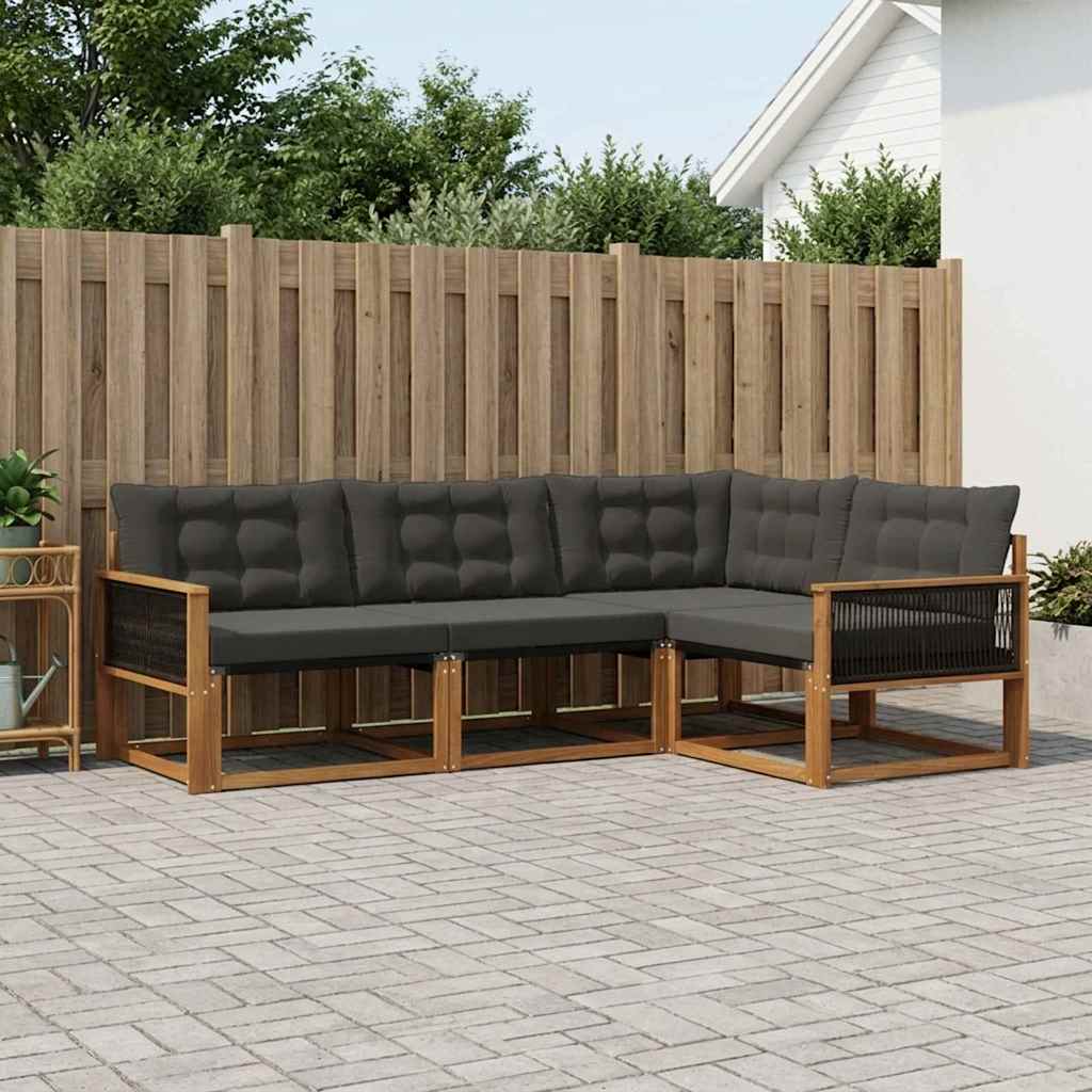 vidaXL Zestaw sof na zewnątrz z poduszką 4 pcs Naturalny i czarny