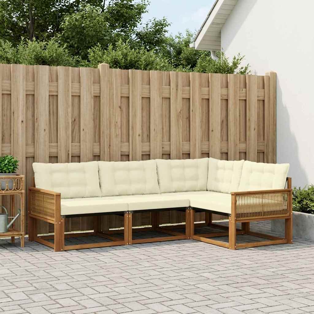 vidaXL Zestaw sof na zewnątrz z poduszką 4 pcs Naturalny i Kremowy