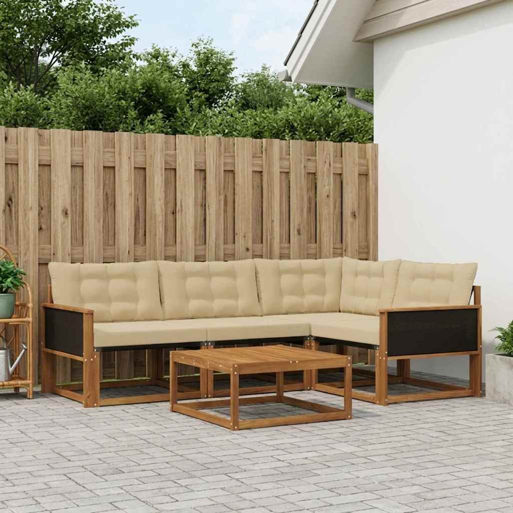 vidaXL Zestaw sof na zewnątrz z poduszką 5 pcs Naturalny i Beżowy