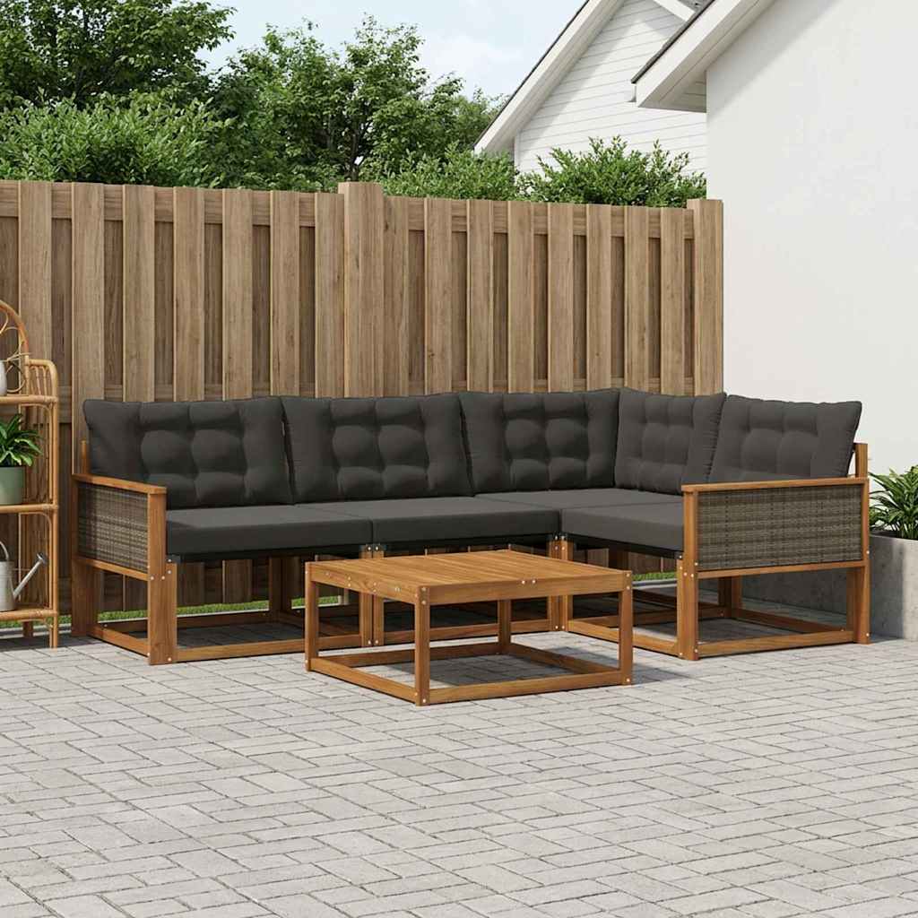 vidaXL Zestaw sof na zewnątrz z poduszką 5 pcs Naturalny i czarny