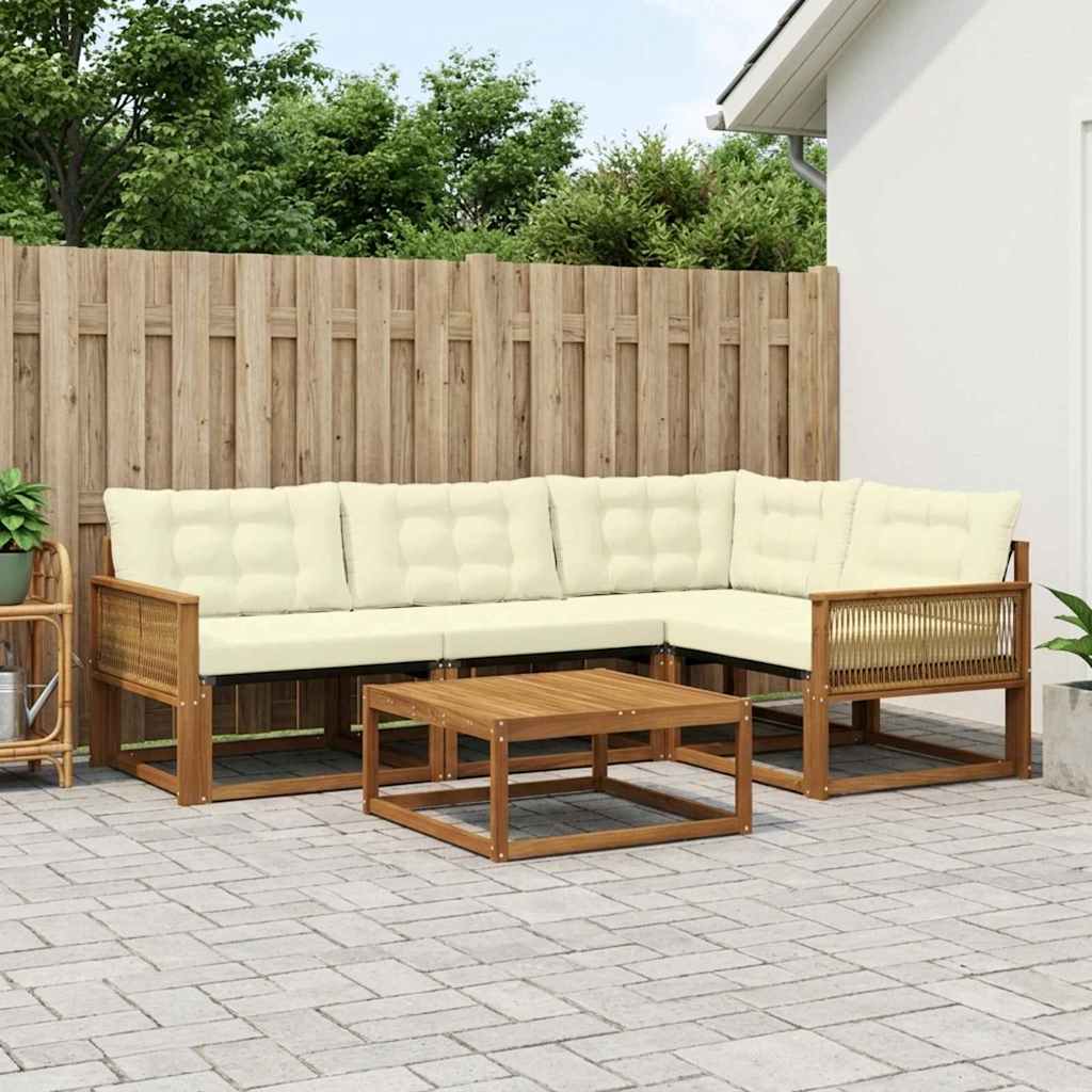 vidaXL Zestaw sof na zewnątrz z poduszką 5 pcs Naturalny i Kremowy