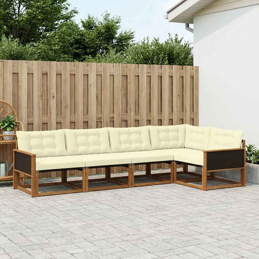 vidaXL Zestaw sof na zewnątrz z poduszką 5 pcs Naturalny i Kremowy