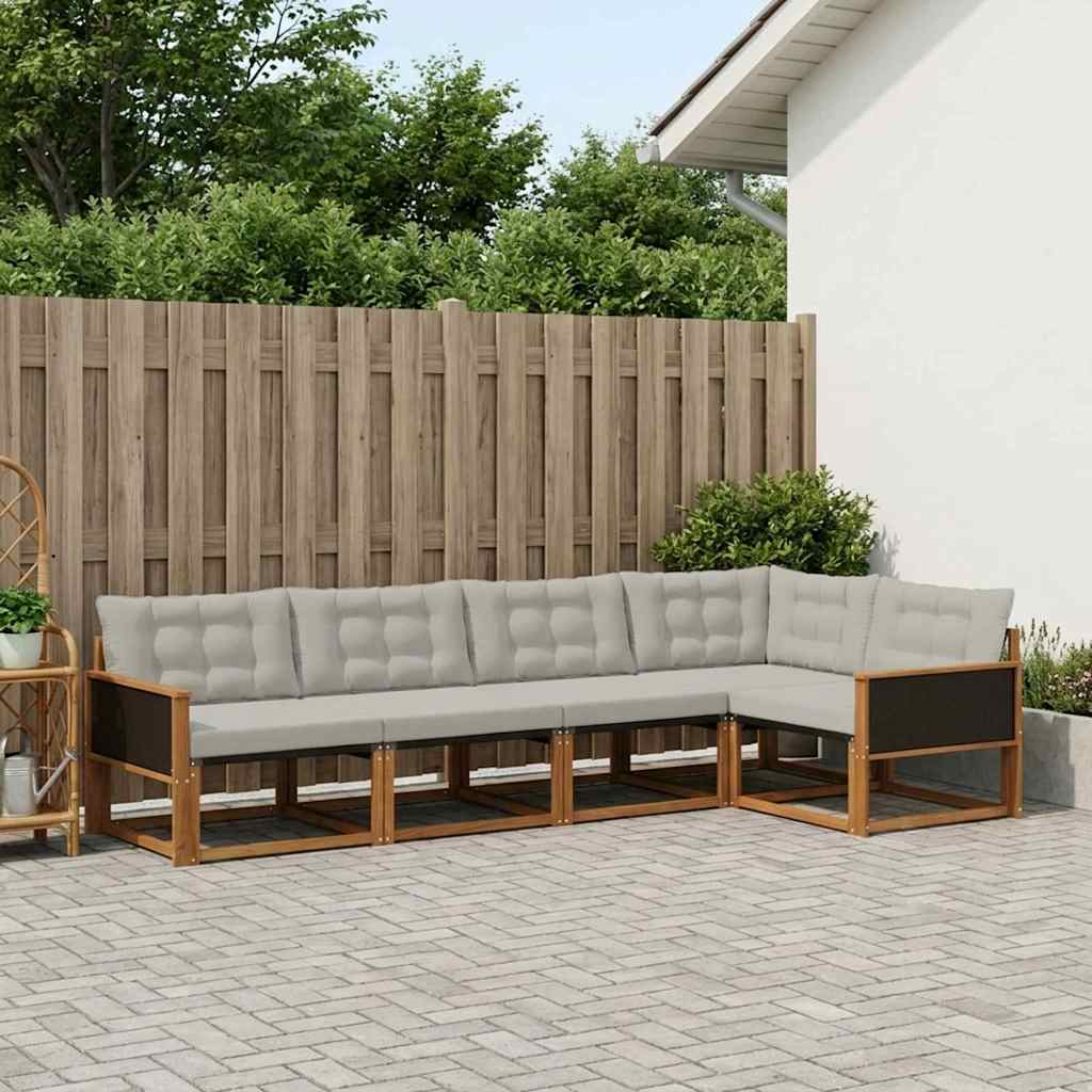 vidaXL Zestaw sof na zewnątrz z poduszką 5 pcs Naturalny i jasnoszary
