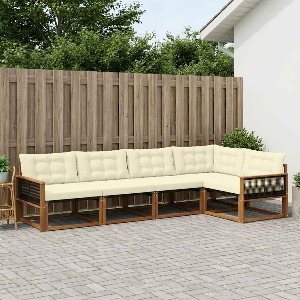 vidaXL Zestaw sof na zewnątrz z poduszką 5 pcs Naturalny i Kremowy