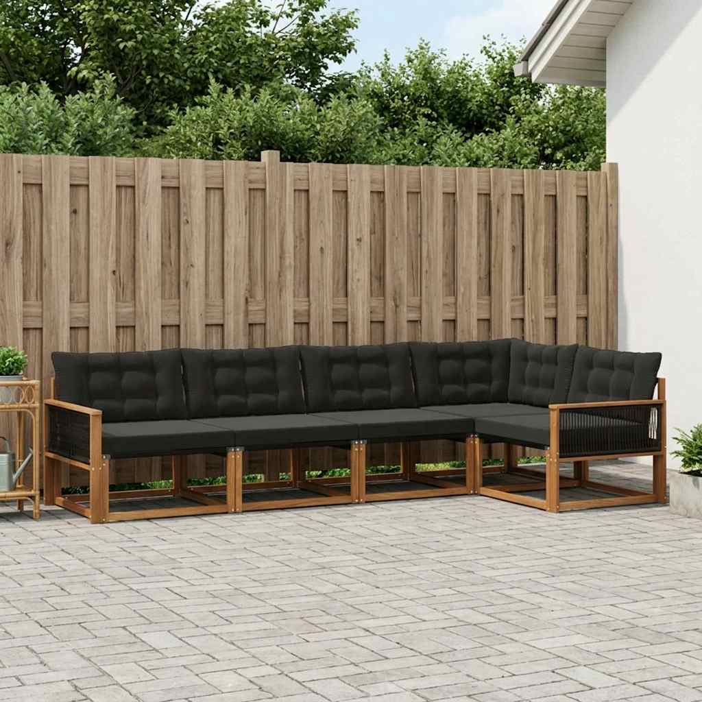 vidaXL Zestaw sof na zewnątrz z poduszką 5 pcs Naturalny i czarny