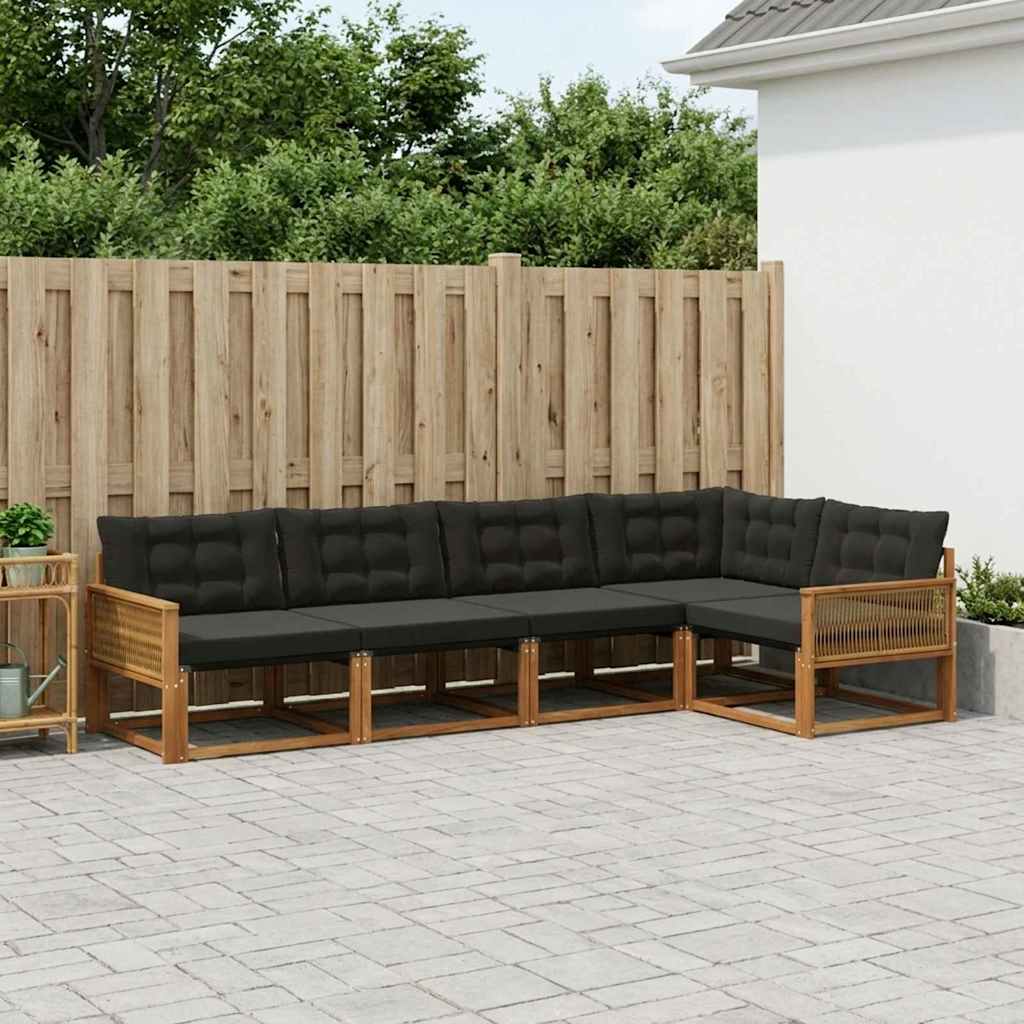 vidaXL Zestaw sof na zewnątrz z poduszką 5 pcs Naturalny i czarny