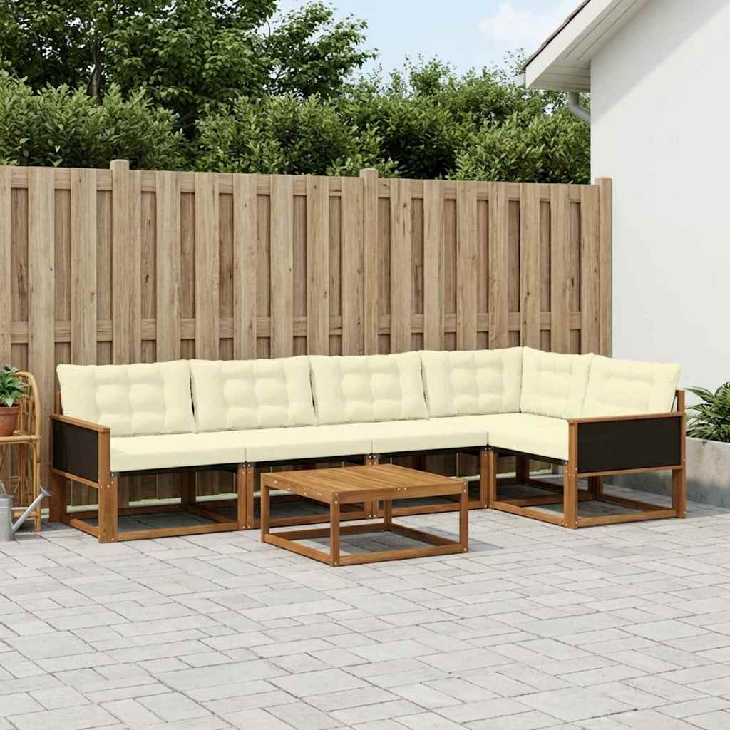 vidaXL Zestaw sof na zewnątrz z poduszką 6 pcs Naturalny i Kremowy
