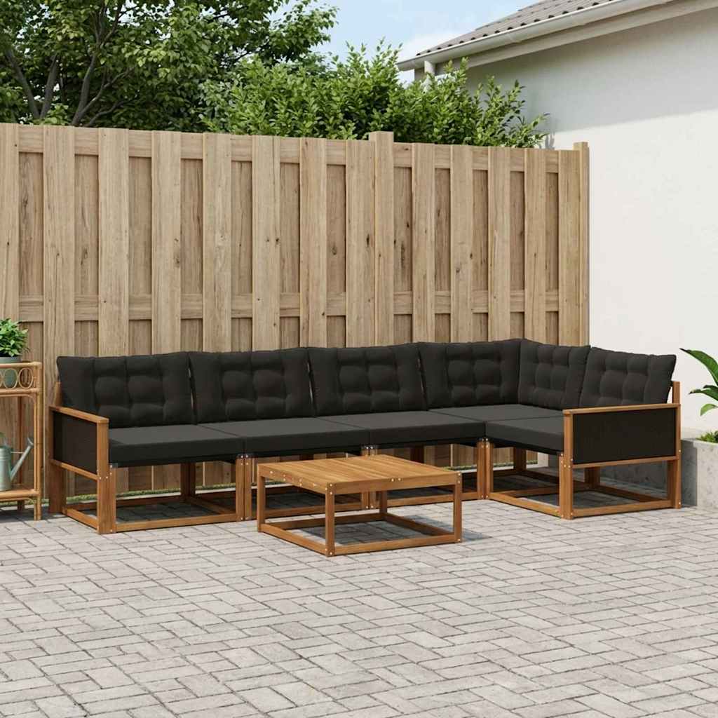 vidaXL Zestaw sof na zewnątrz z poduszką 6 pcs Naturalny i czarny