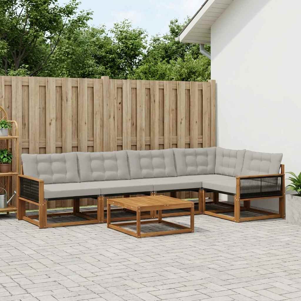 vidaXL Zestaw sof na zewnątrz z poduszką 6 pcs Naturalny i jasnoszary