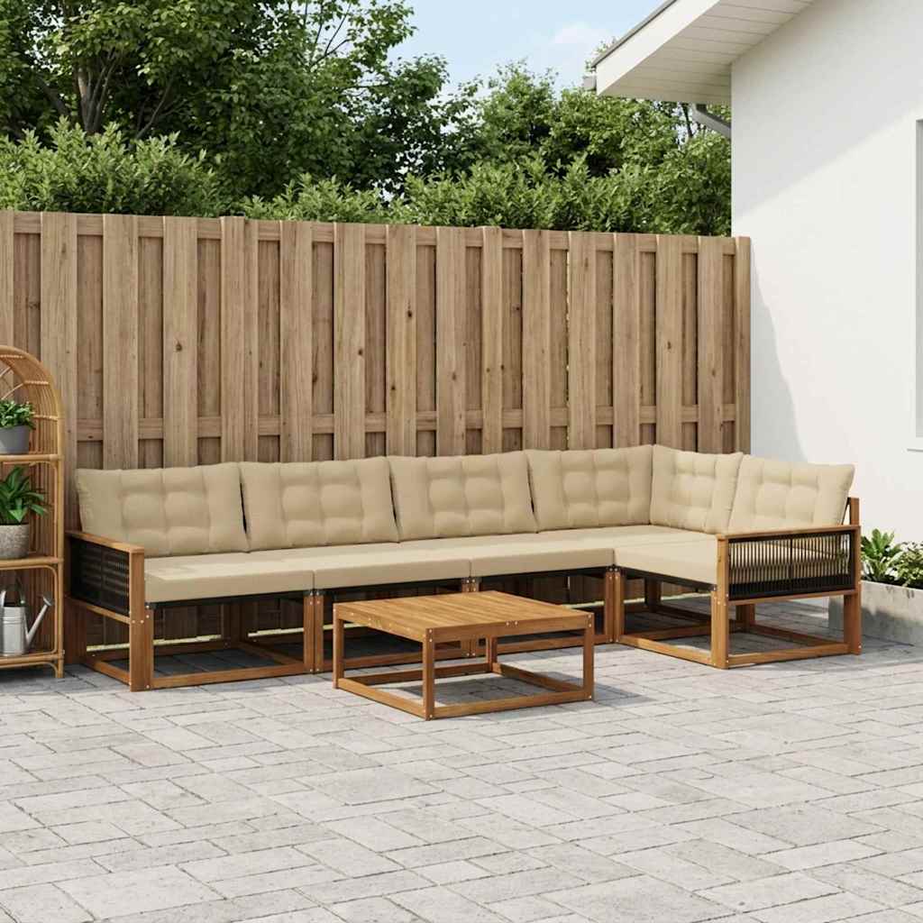 vidaXL Zestaw sof na zewnątrz z poduszką 6 pcs Naturalny i Beżowy