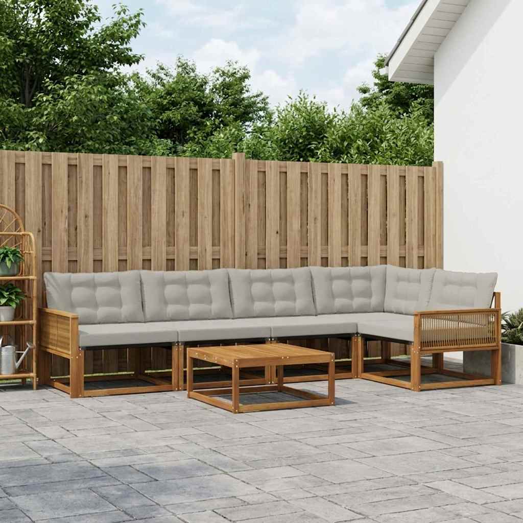 vidaXL Zestaw sof na zewnątrz z poduszką 6 pcs Naturalny i jasnoszary