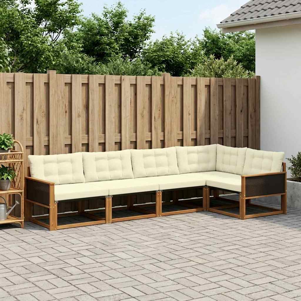 vidaXL Zestaw sof na zewnątrz z poduszką 6 pcs Naturalny i Kremowy