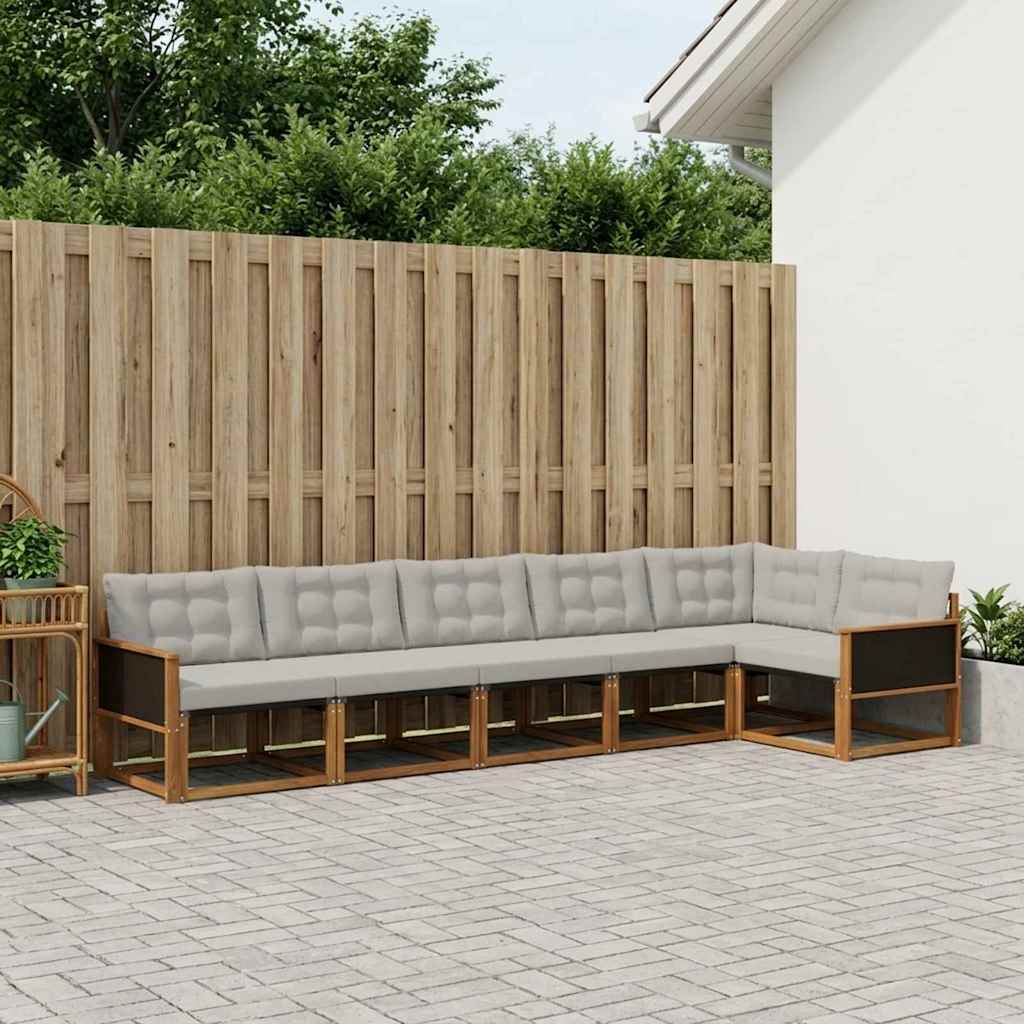 vidaXL Zestaw sof na zewnątrz z poduszką 6 pcs Naturalny i jasnoszary