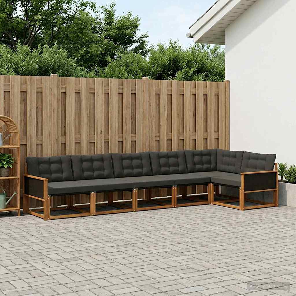 vidaXL Zestaw sof na zewnątrz z poduszką 6 pcs Naturalny i czarny