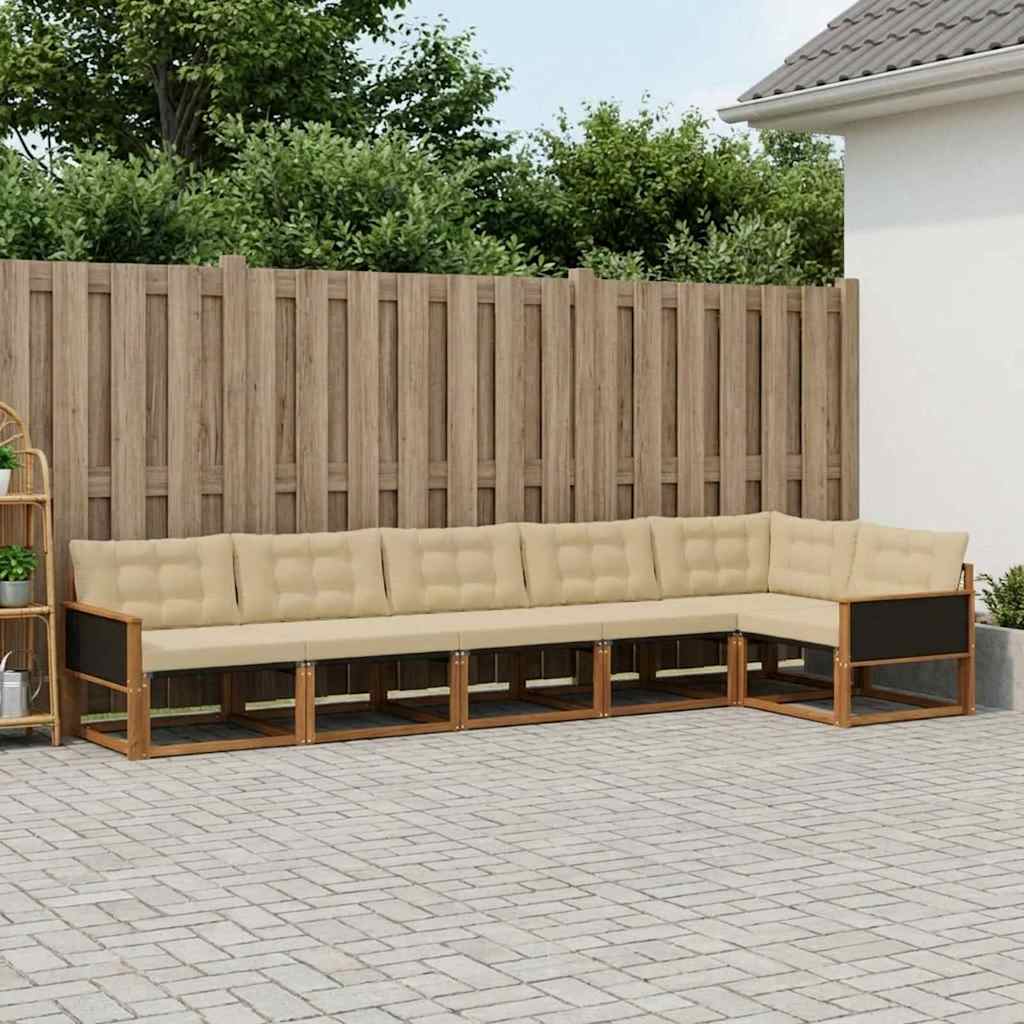 vidaXL Zestaw sof na zewnątrz z poduszką 6 pcs Naturalny i Beżowy