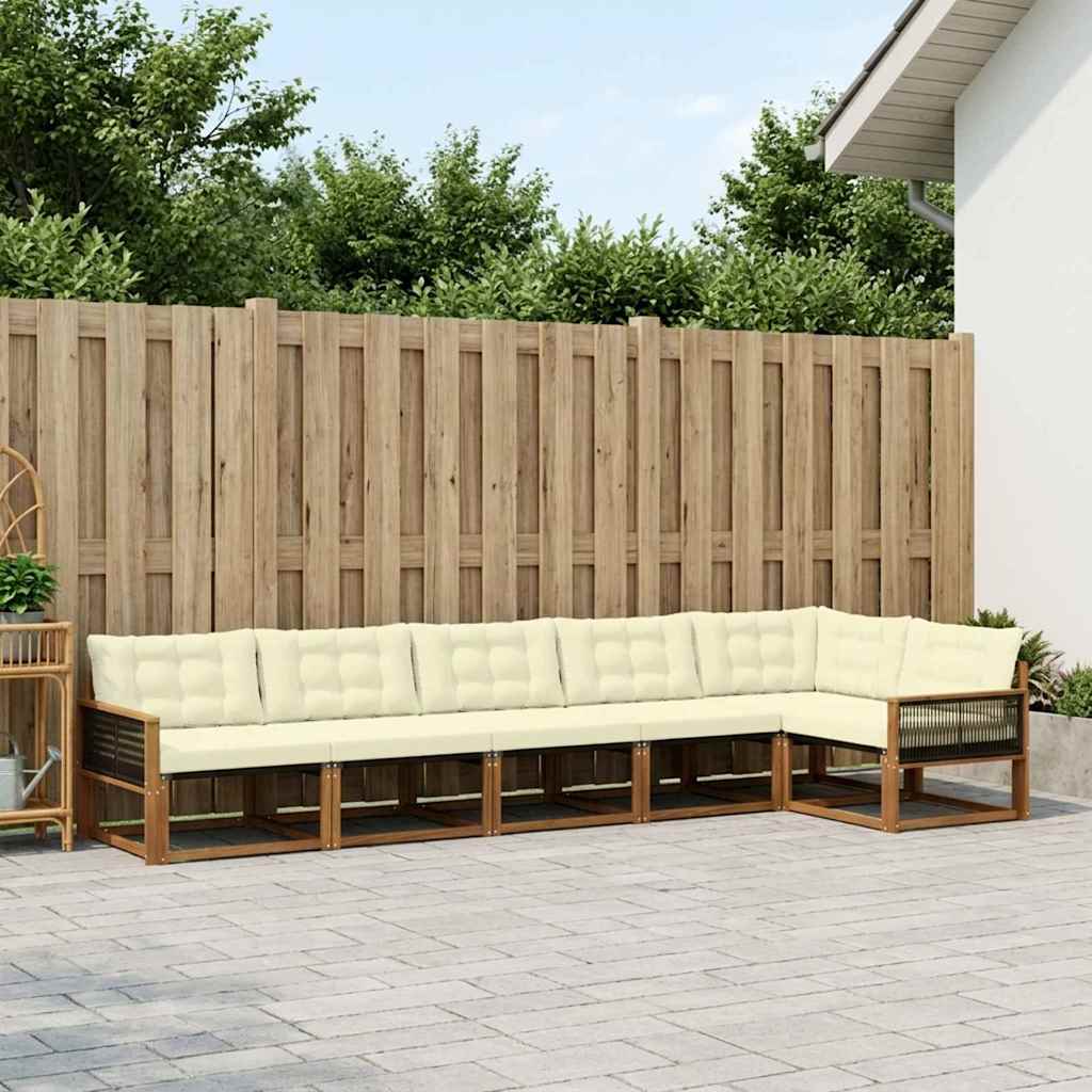 vidaXL Zestaw sof na zewnątrz z poduszką 6 pcs Naturalny i Kremowy