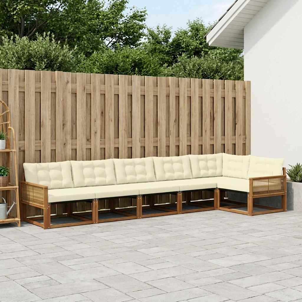 vidaXL Zestaw sof na zewnątrz z poduszką 6 pcs Naturalny i Kremowy