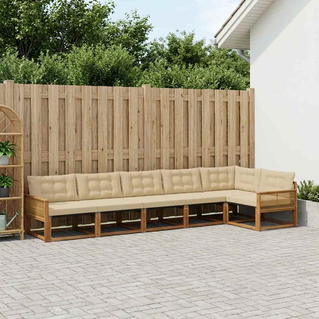 vidaXL Zestaw sof na zewnątrz z poduszką 6 pcs Naturalny i Beżowy