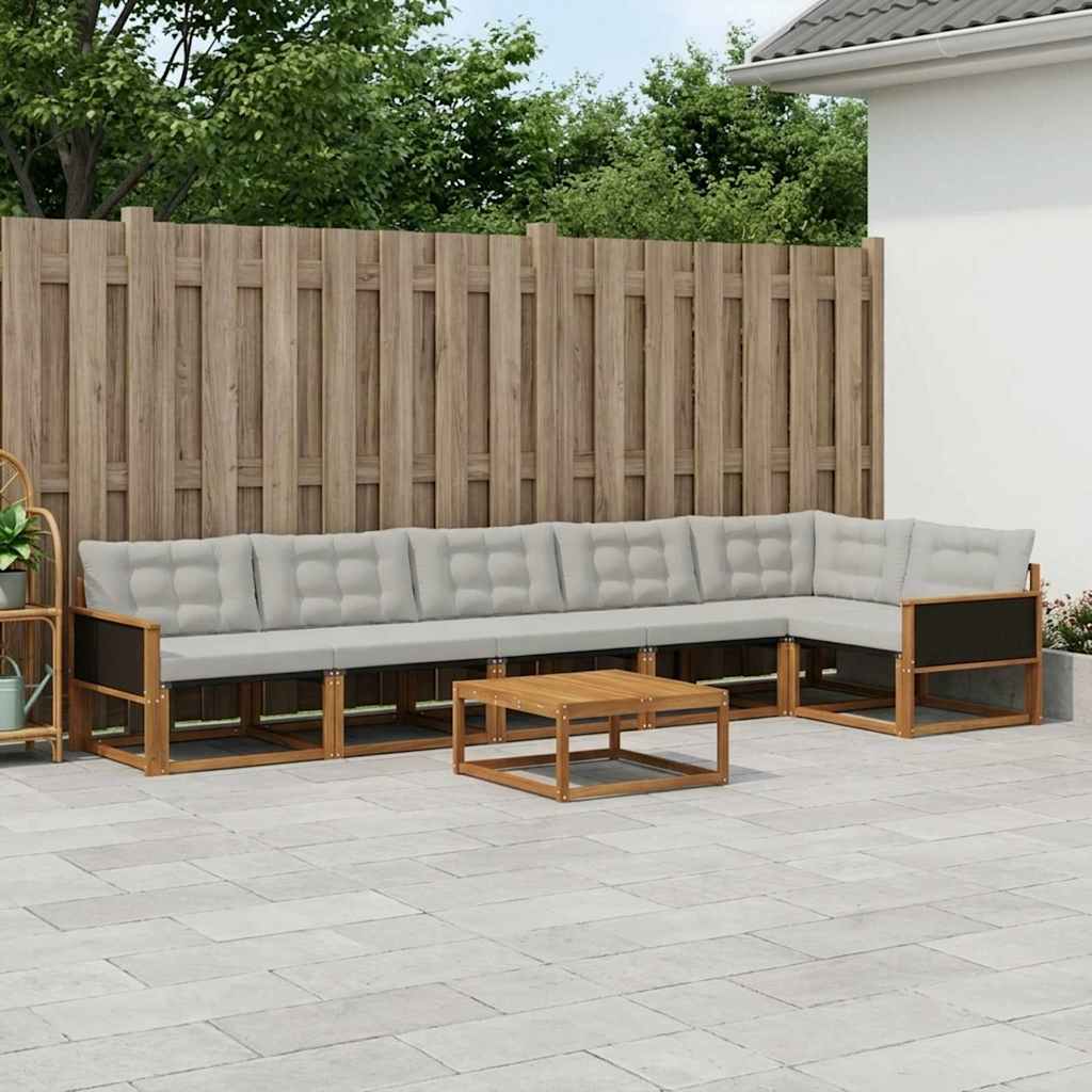 vidaXL Zestaw sof na zewnątrz z poduszką 7 pcs Naturalny i jasnoszary