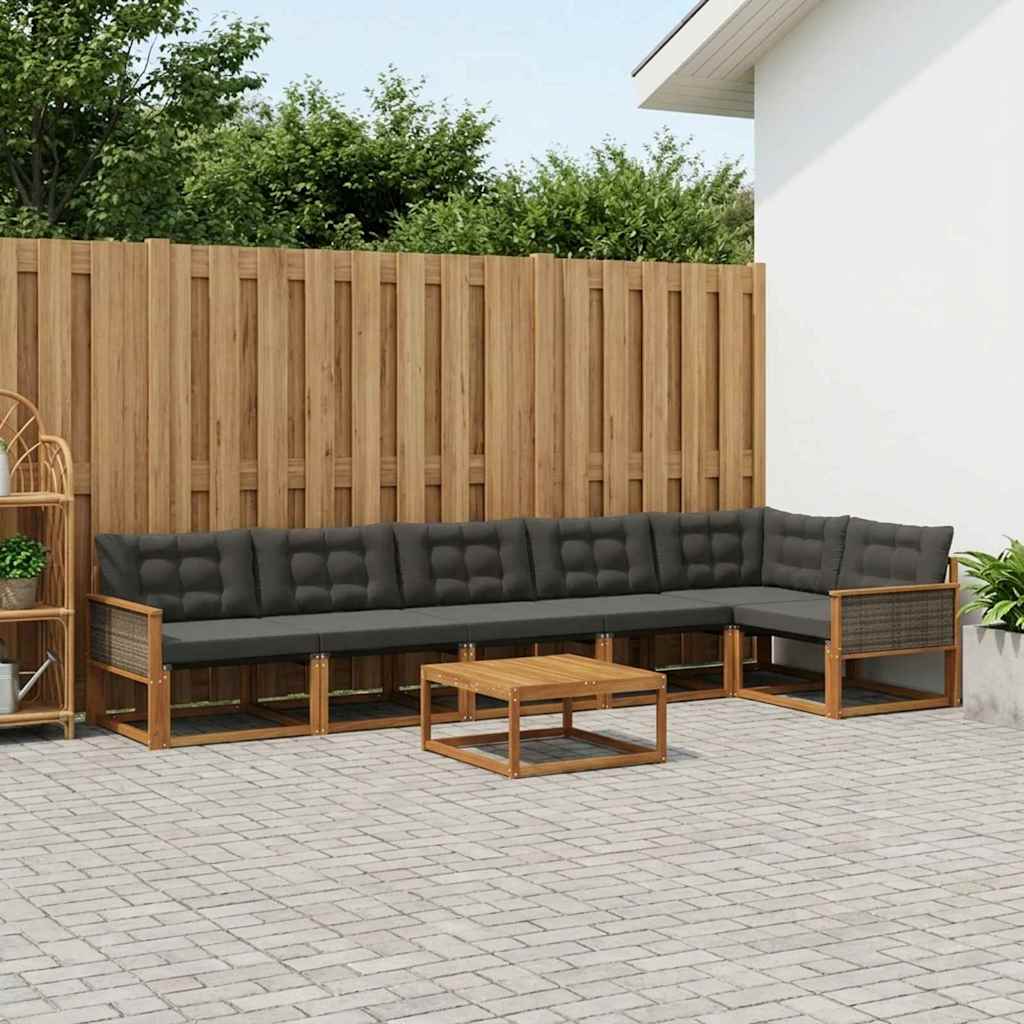 vidaXL Zestaw sof na zewnątrz z poduszką 7 pcs Naturalny i czarny