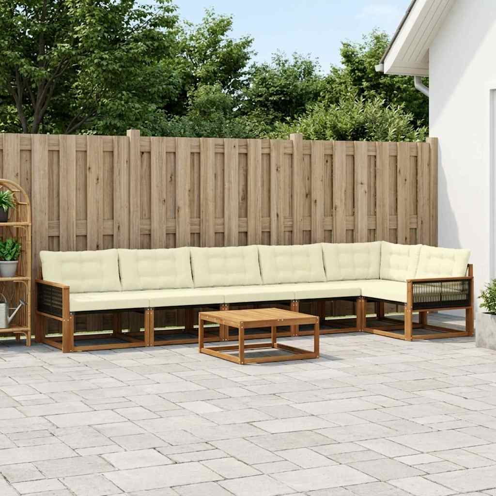 vidaXL Zestaw sof na zewnątrz z poduszką 7 pcs Naturalny i Kremowy