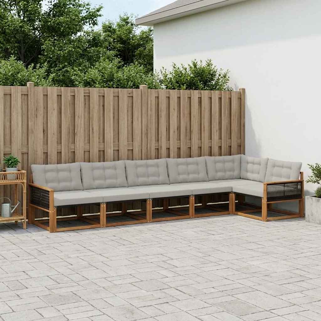 vidaXL Zestaw sof na zewnątrz z poduszką 7 pcs Naturalny i jasnoszary