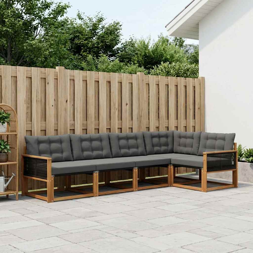 vidaXL Zestaw sof na zewnątrz z poduszką 7 pcs Naturalny i czarny