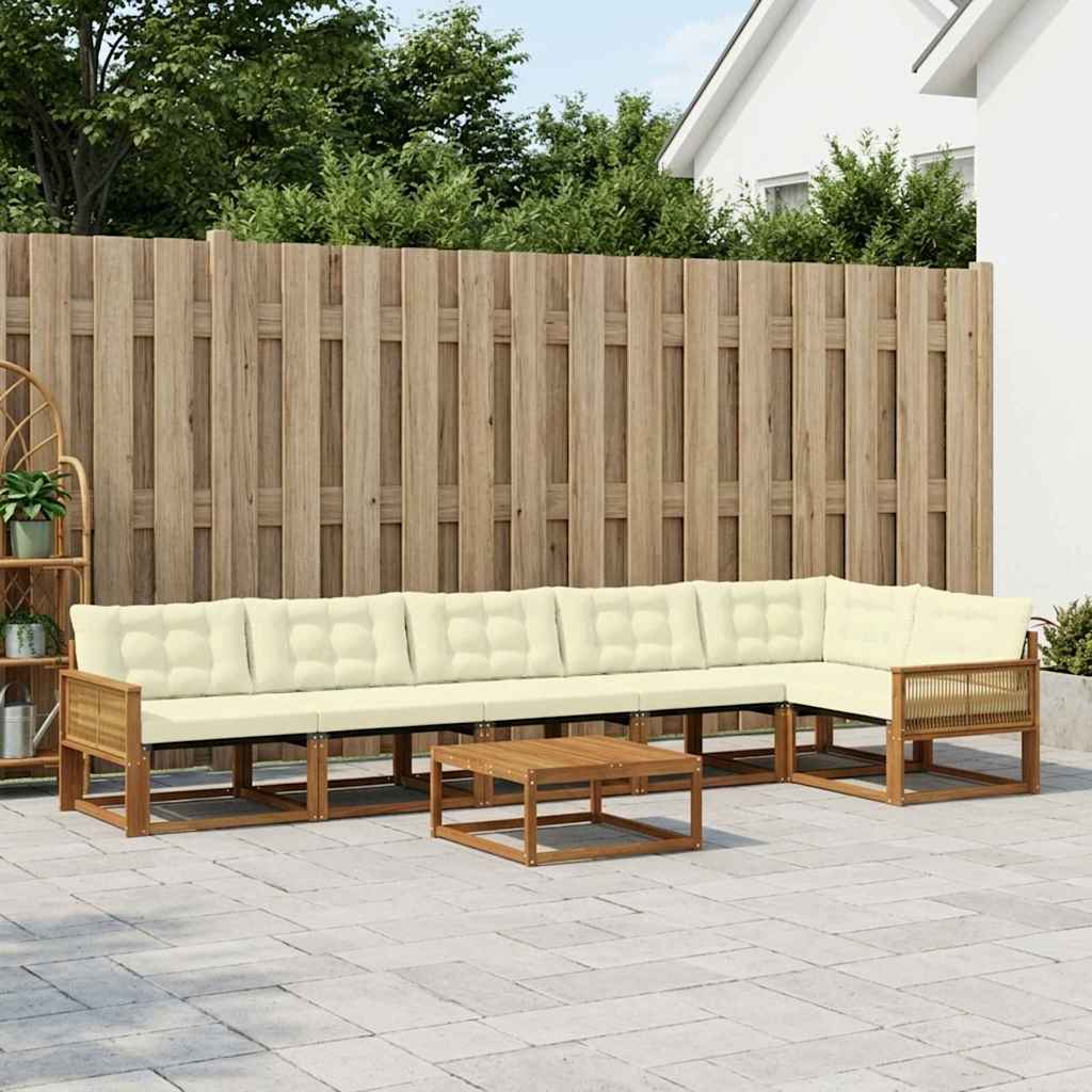 vidaXL Zestaw sof na zewnątrz z poduszką 7 pcs Naturalny i Kremowy